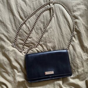 Kate Spade Black Leather Crossbody Bag with Chain Strap